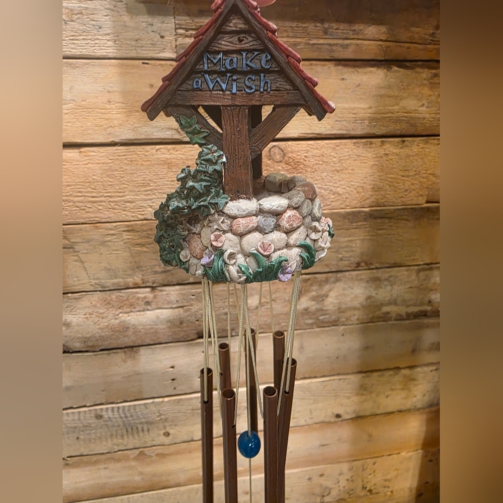Rustic Brown and Green Wishing Well Wind Chime